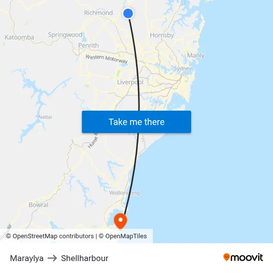 Maraylya to Shellharbour map