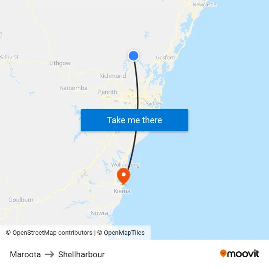 Maroota to Shellharbour map