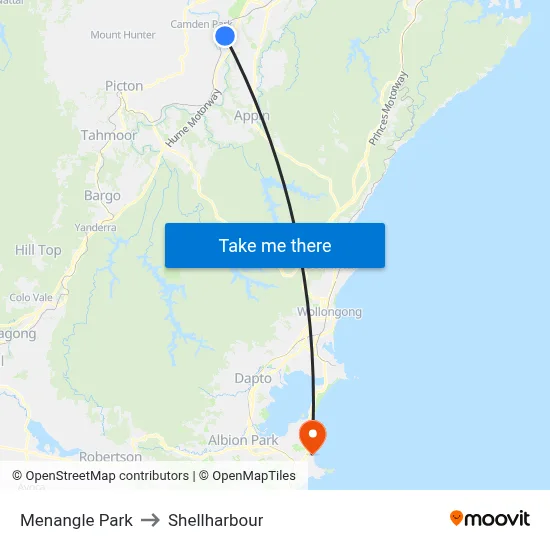 Menangle Park to Shellharbour map