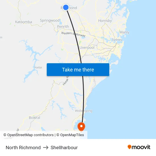 North Richmond to Shellharbour map