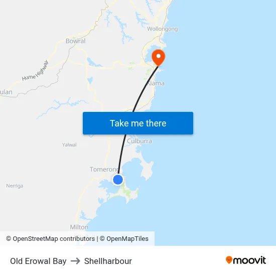Old Erowal Bay to Shellharbour map