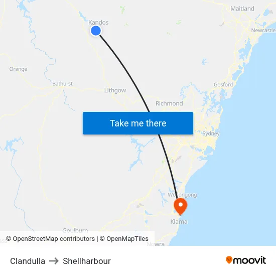 Clandulla to Shellharbour map
