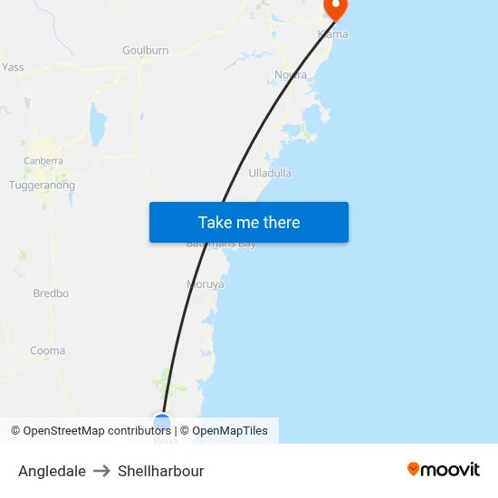Angledale to Shellharbour map