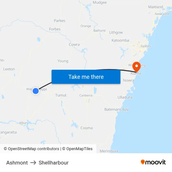 Ashmont to Shellharbour map