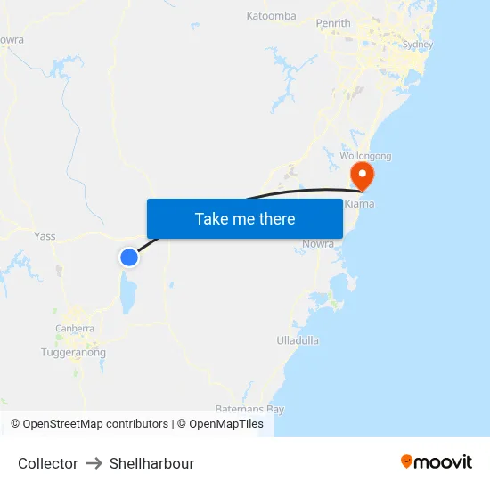 Collector to Shellharbour map