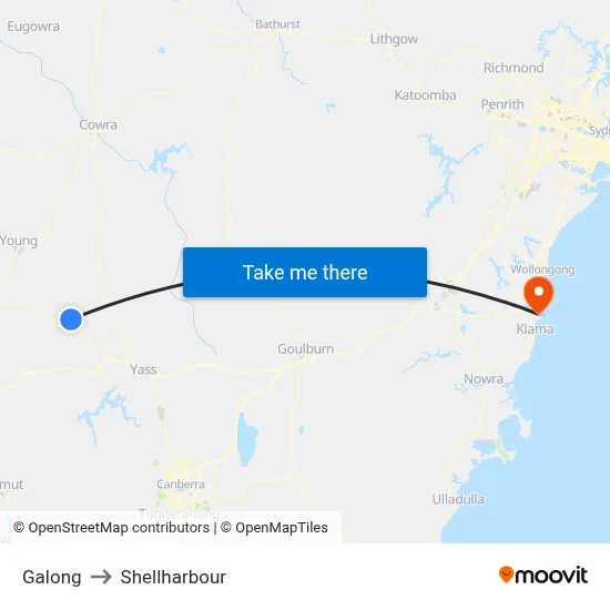 Galong to Shellharbour map