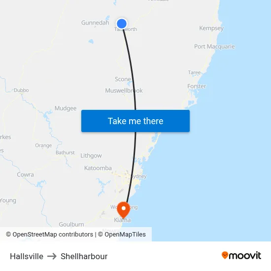 Hallsville to Shellharbour map