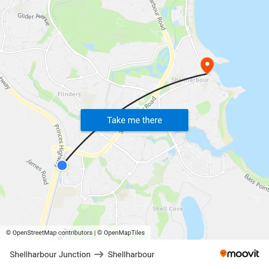 Shellharbour Junction to Shellharbour map