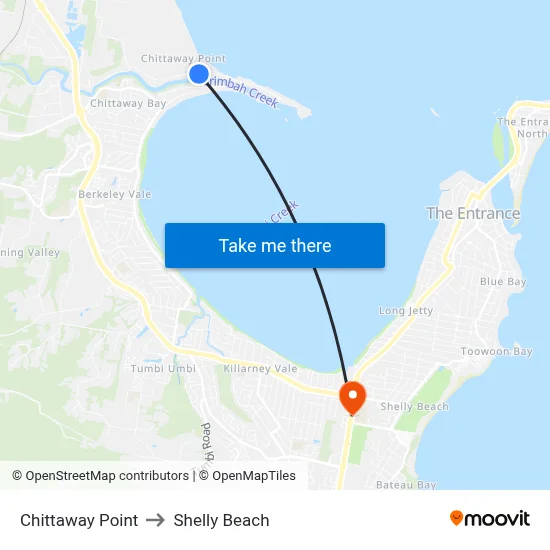 Chittaway Point to Shelly Beach map