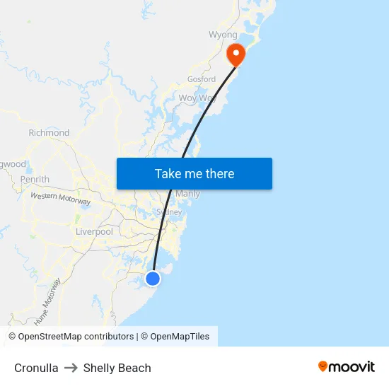 Cronulla to Shelly Beach map