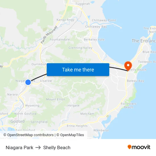 Niagara Park to Shelly Beach map