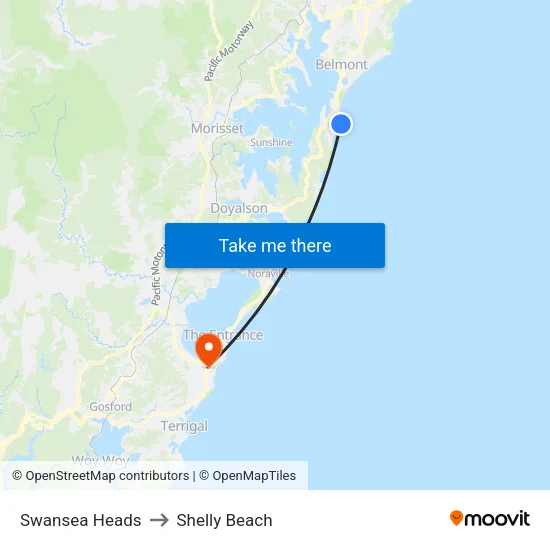 Swansea Heads to Shelly Beach map