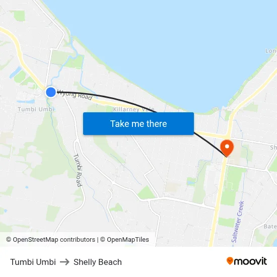 Tumbi Umbi to Shelly Beach map