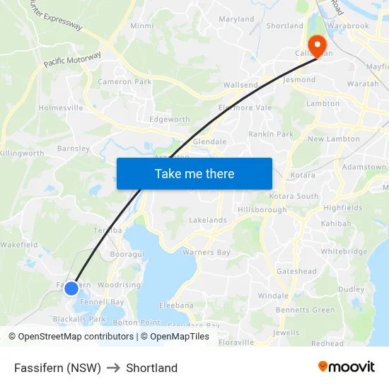 Fassifern (NSW) to Shortland map