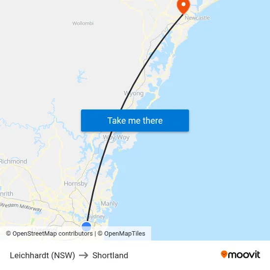 Leichhardt (NSW) to Shortland map