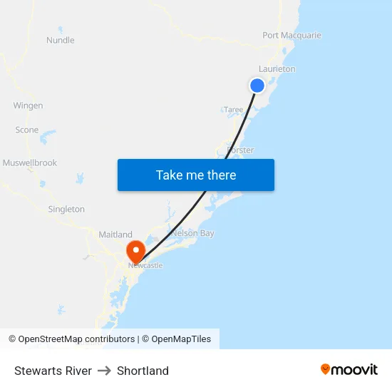 Stewarts River to Shortland map