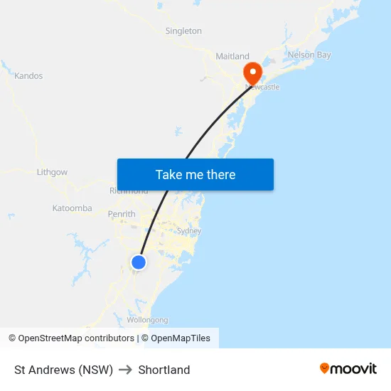 St Andrews (NSW) to Shortland map