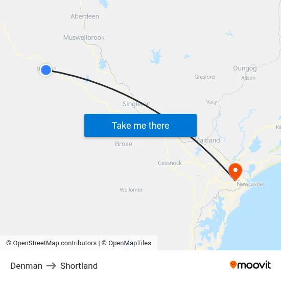 Denman to Shortland map