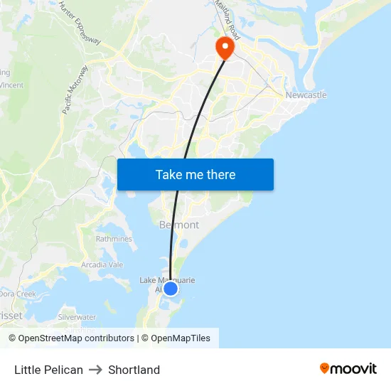 Little Pelican to Shortland map