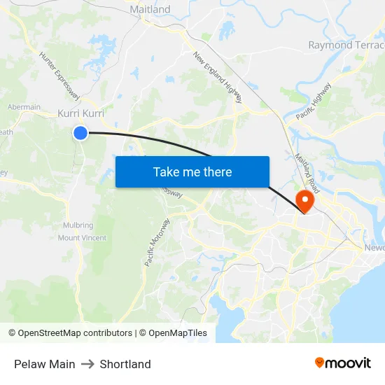 Pelaw Main to Shortland map