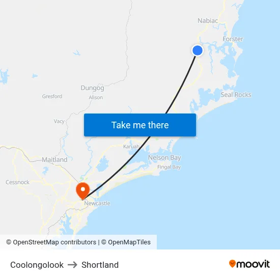 Coolongolook to Shortland map