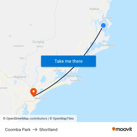 Coomba Park to Shortland map