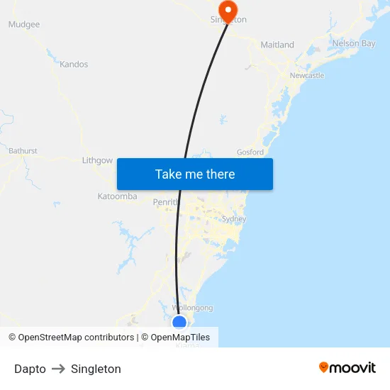 Dapto to Singleton map