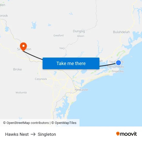 Hawks Nest to Singleton map