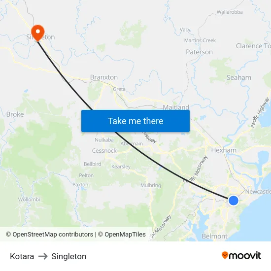 Kotara to Singleton map