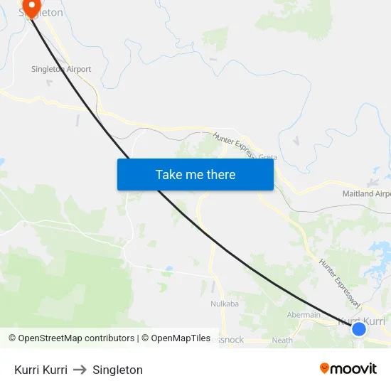 Kurri Kurri to Singleton map