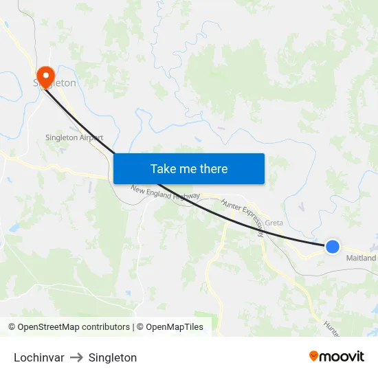 Lochinvar to Singleton map