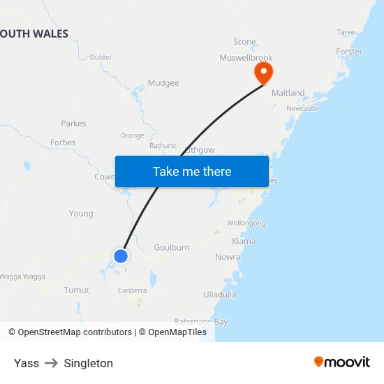 Yass to Singleton map
