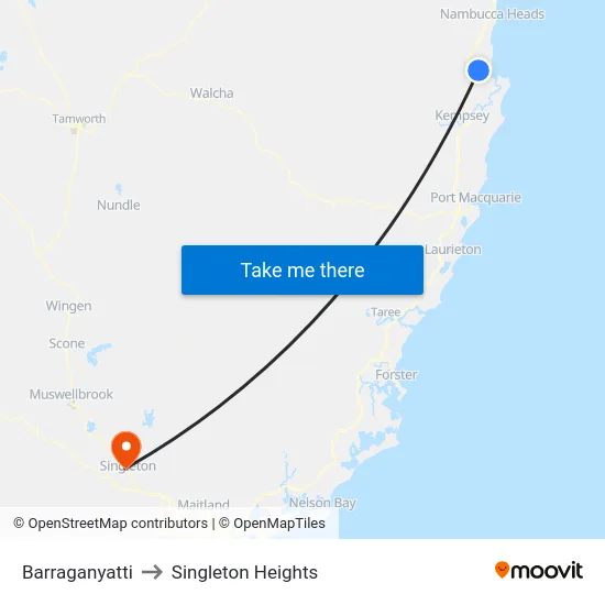 Barraganyatti to Singleton Heights map