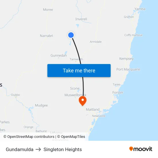Gundamulda to Singleton Heights map