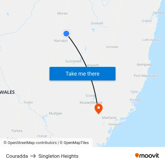 Couradda to Singleton Heights map