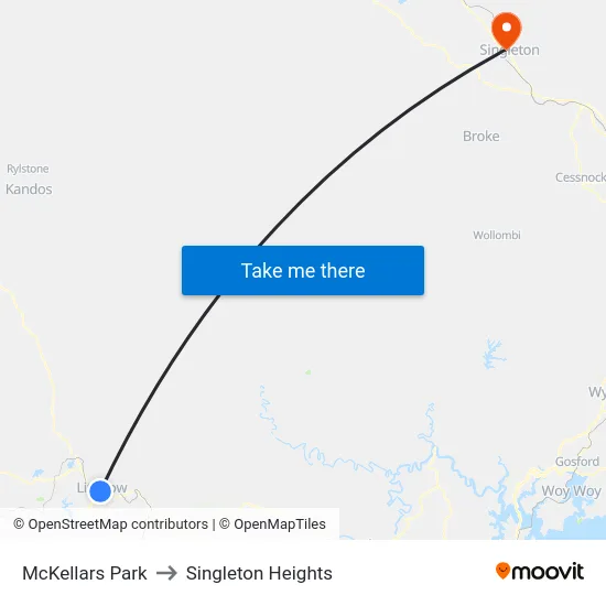 McKellars Park to Singleton Heights map