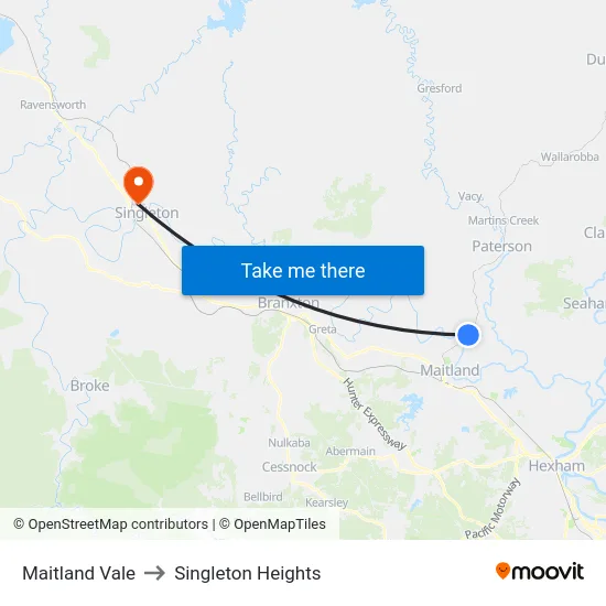 Maitland Vale to Singleton Heights map