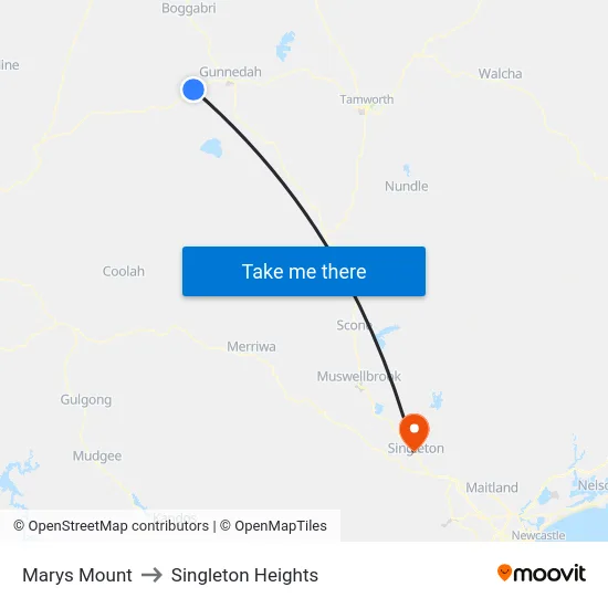 Marys Mount to Singleton Heights map
