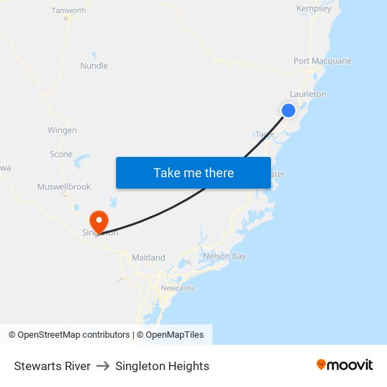 Stewarts River to Singleton Heights map