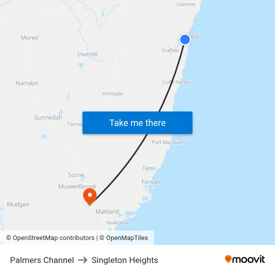 Palmers Channel to Singleton Heights map