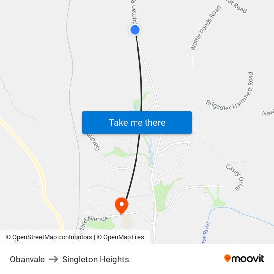 Obanvale to Singleton Heights map