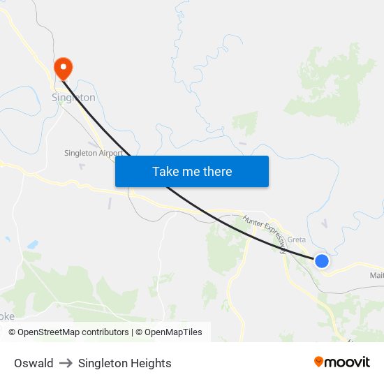 Oswald to Singleton Heights map