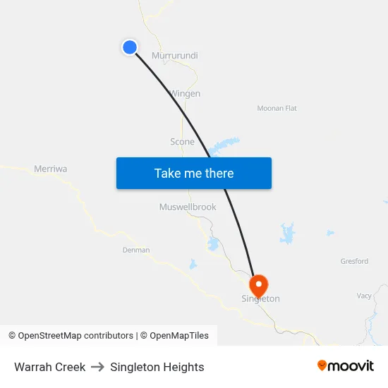 Warrah Creek to Singleton Heights map