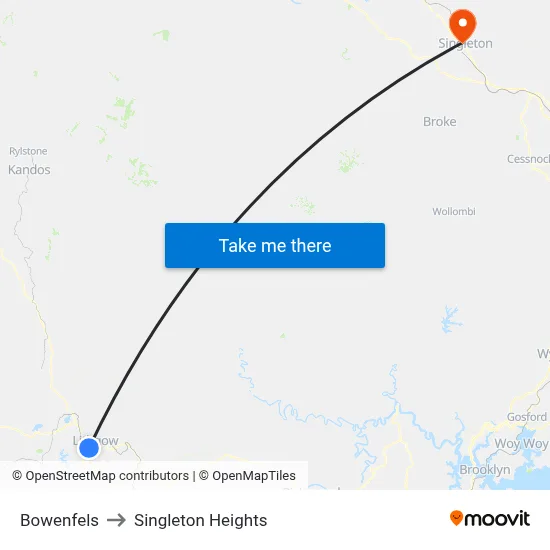 Bowenfels to Singleton Heights map