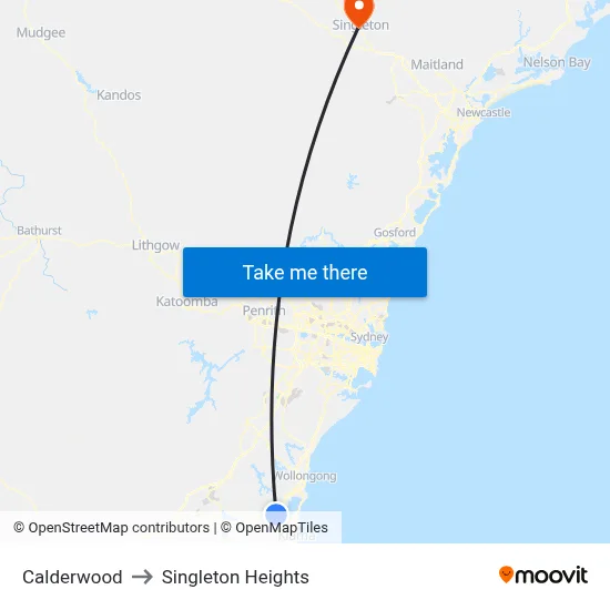 Calderwood to Singleton Heights map