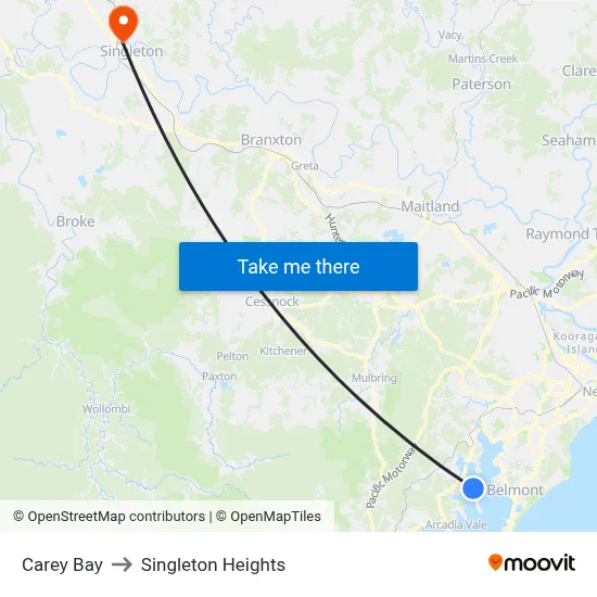 Carey Bay to Singleton Heights map