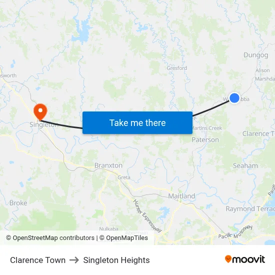 Clarence Town to Singleton Heights map