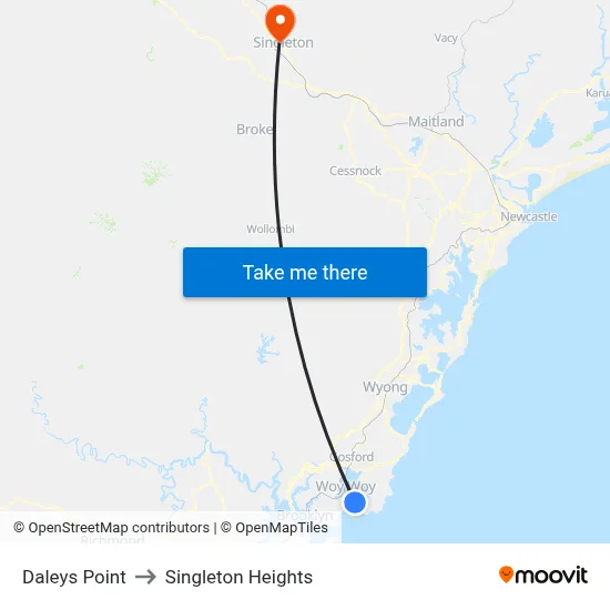 Daleys Point to Singleton Heights map