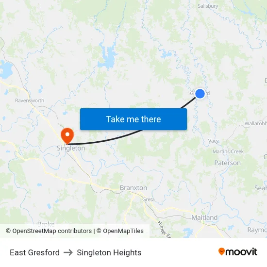 East Gresford to Singleton Heights map