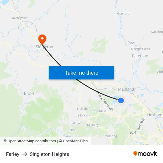 Farley to Singleton Heights map